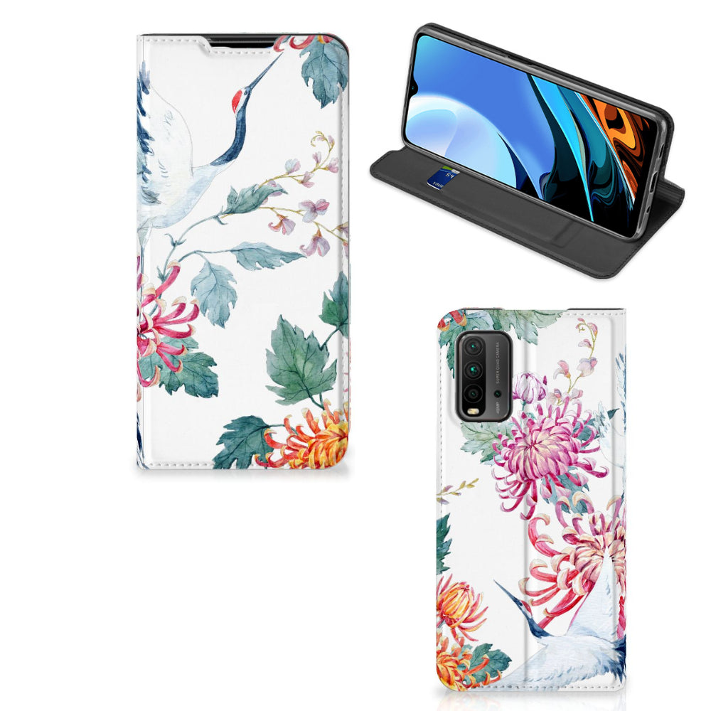 Xiaomi Poco M3 | Redmi 9T Hoesje maken Bird Flowers