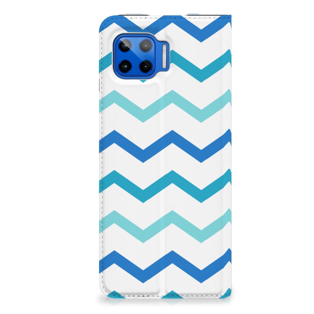 Motorola Moto G 5G Plus Hoesje met Magneet Zigzag Blauw - B2C Telecom