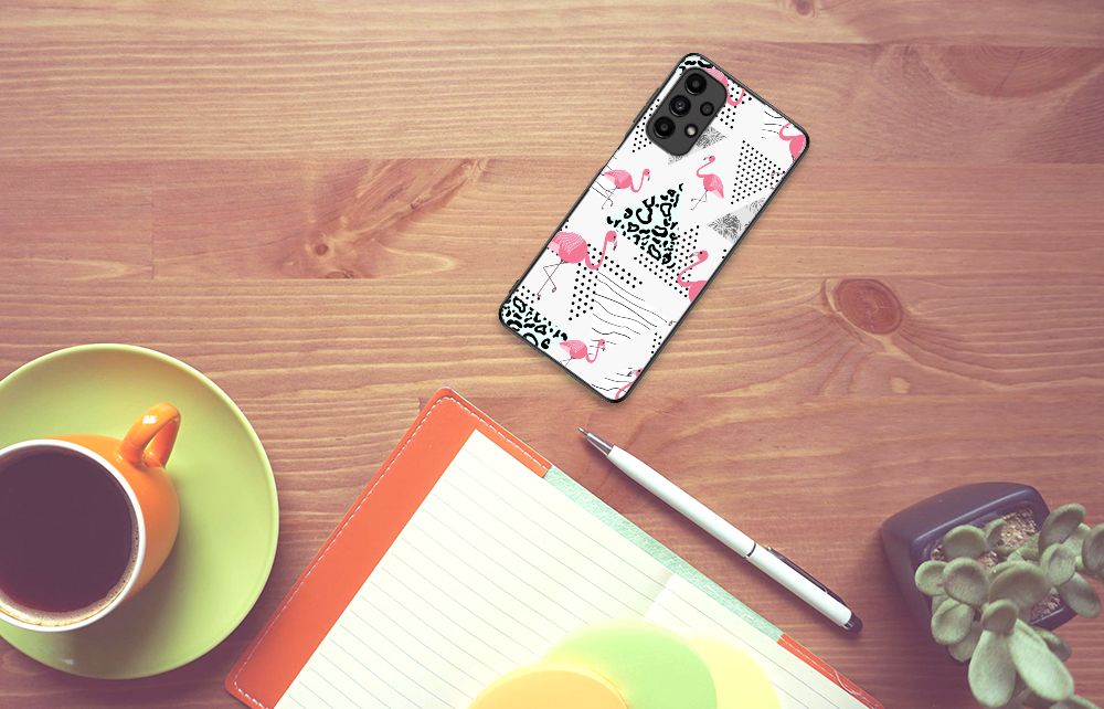 Samsung Galaxy A13 4G Dierenprint Telefoonhoesje Flamingo Triangle B2C Telecom