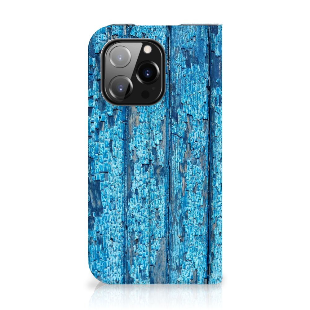 iPhone 14 Pro Book Wallet Case Wood Blue - B2C Telecom