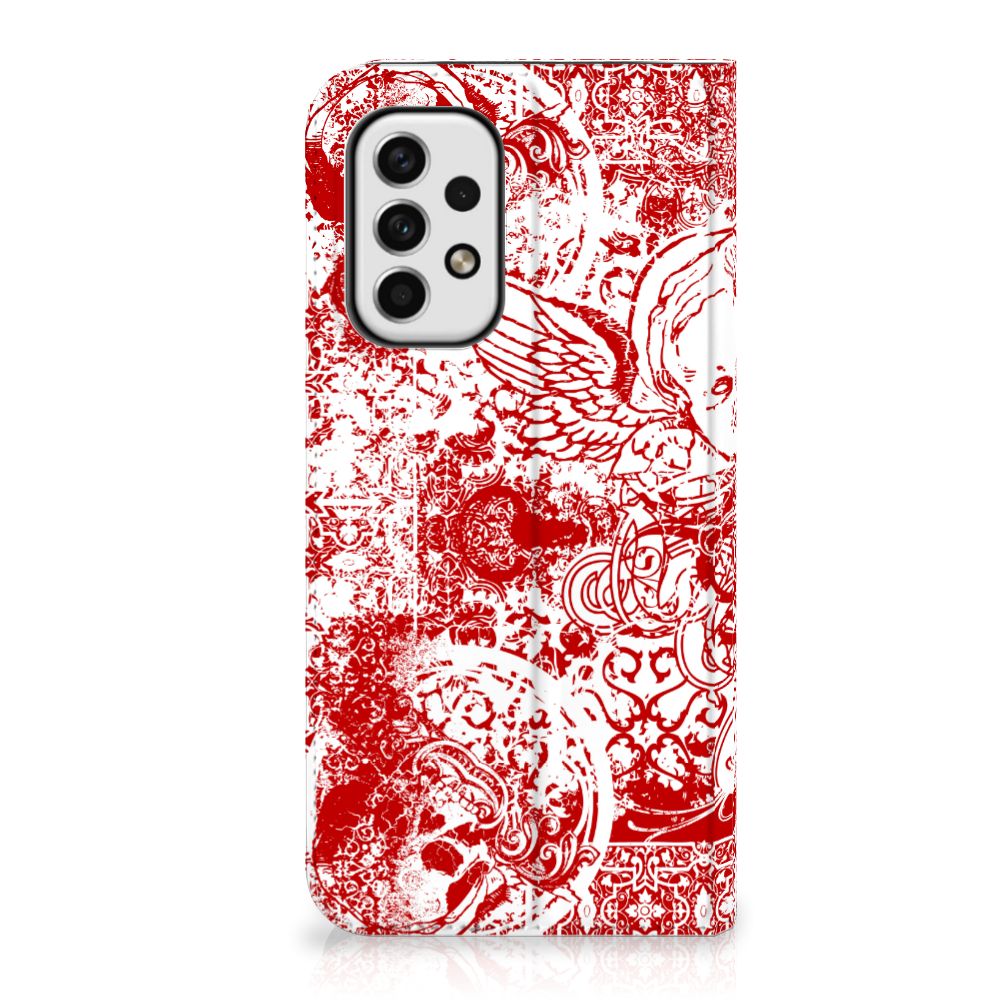 Mobiel BookCase Samsung Galaxy A23 Angel Skull Rood - B2C Telecom