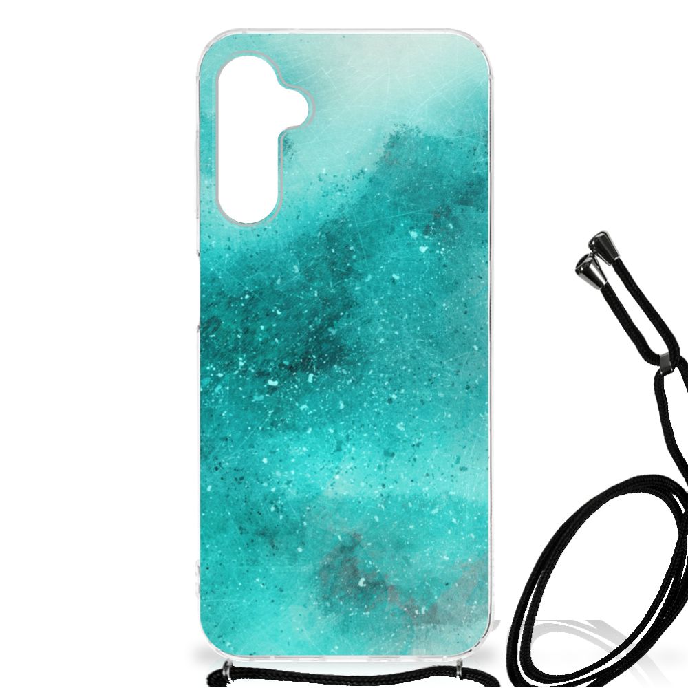 Back Cover Samsung Galaxy A14 5G Painting Blue in aqua design showcasing flexible rubber material.