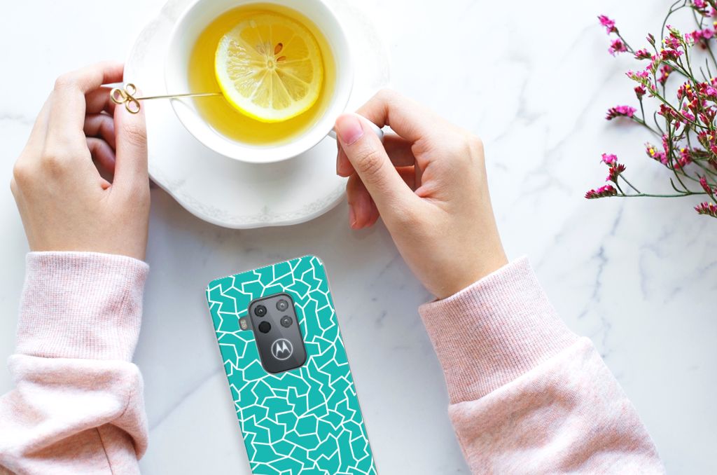 Motorola One Zoom Hoesje maken Cracks Blue