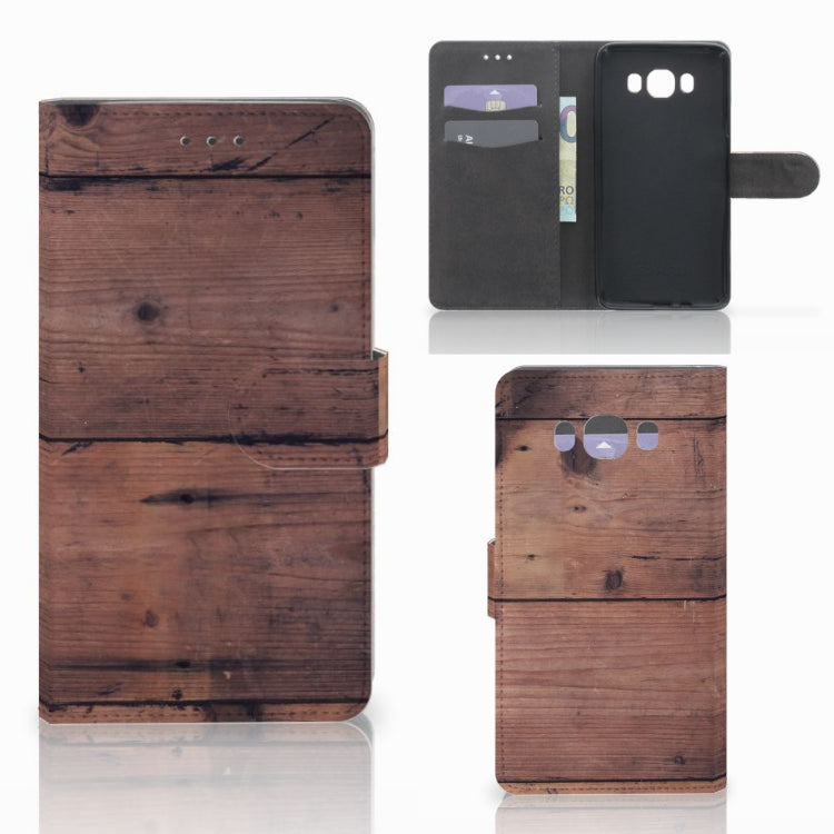 Samsung Galaxy J7 2016 Book Style Case Old Wood