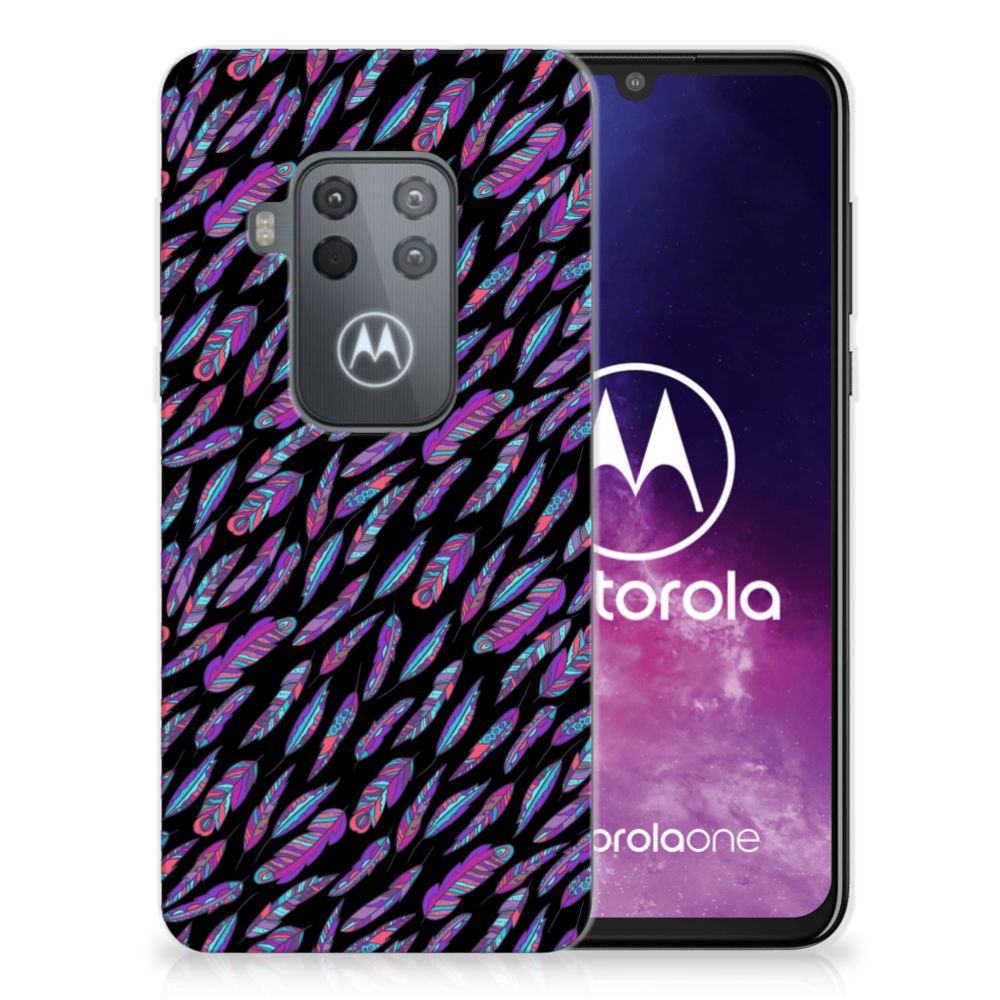 Motorola One Zoom TPU bumper Feathers Color