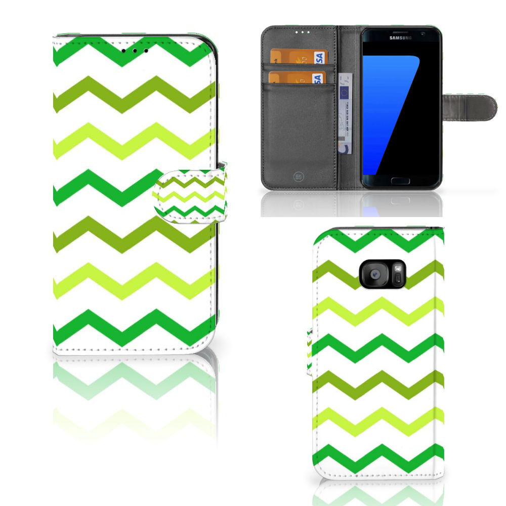 Samsung Galaxy S7 Edge Telefoon Hoesje Zigzag Groen