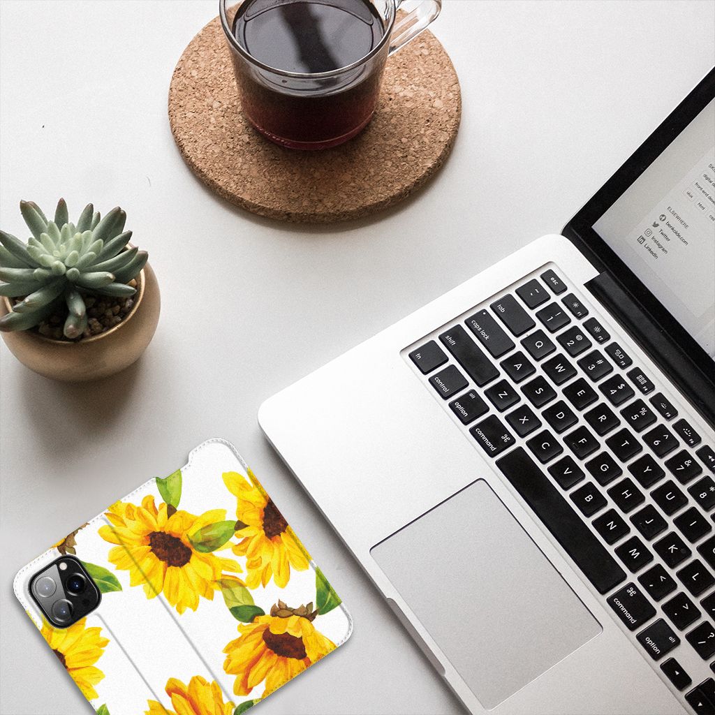 Smart Cover voor iPhone 14 Pro Zonnebloemen - B2C Telecom