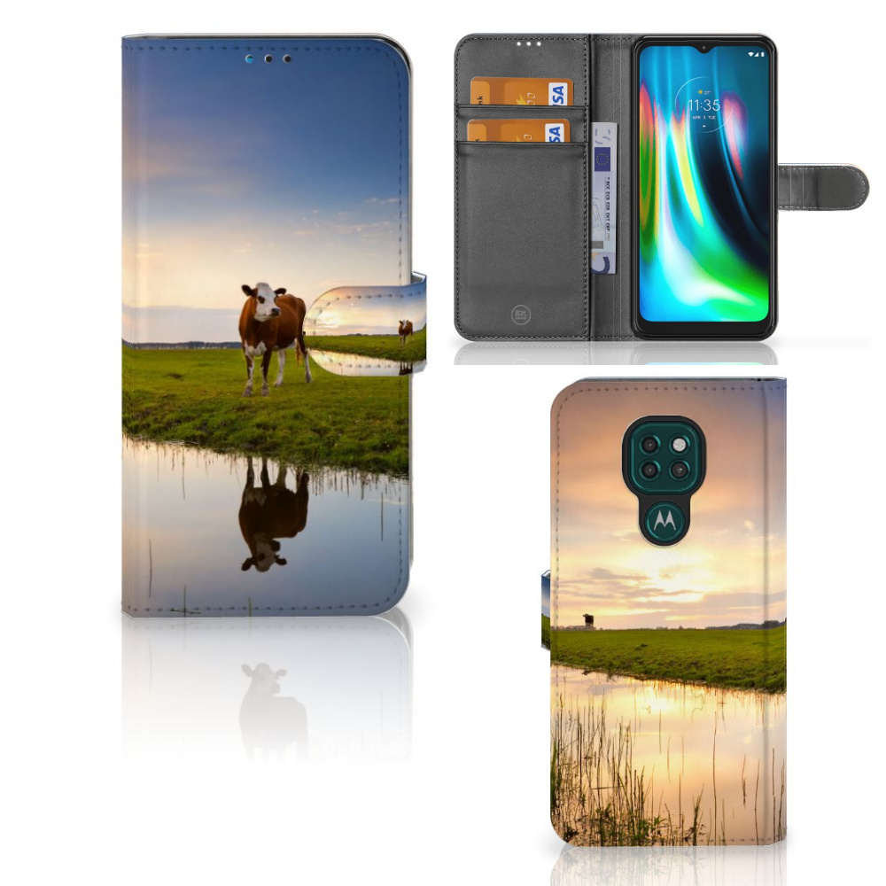 Motorola Moto G9 Play | E7 Plus Telefoonhoesje met Pasjes Koe