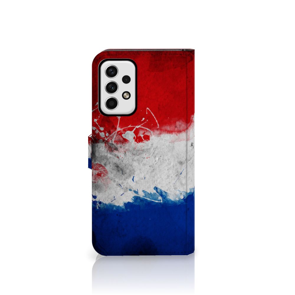 Samsung Galaxy A23 Bookstyle Case Nederland met artistieke Nederlandse vlag design.