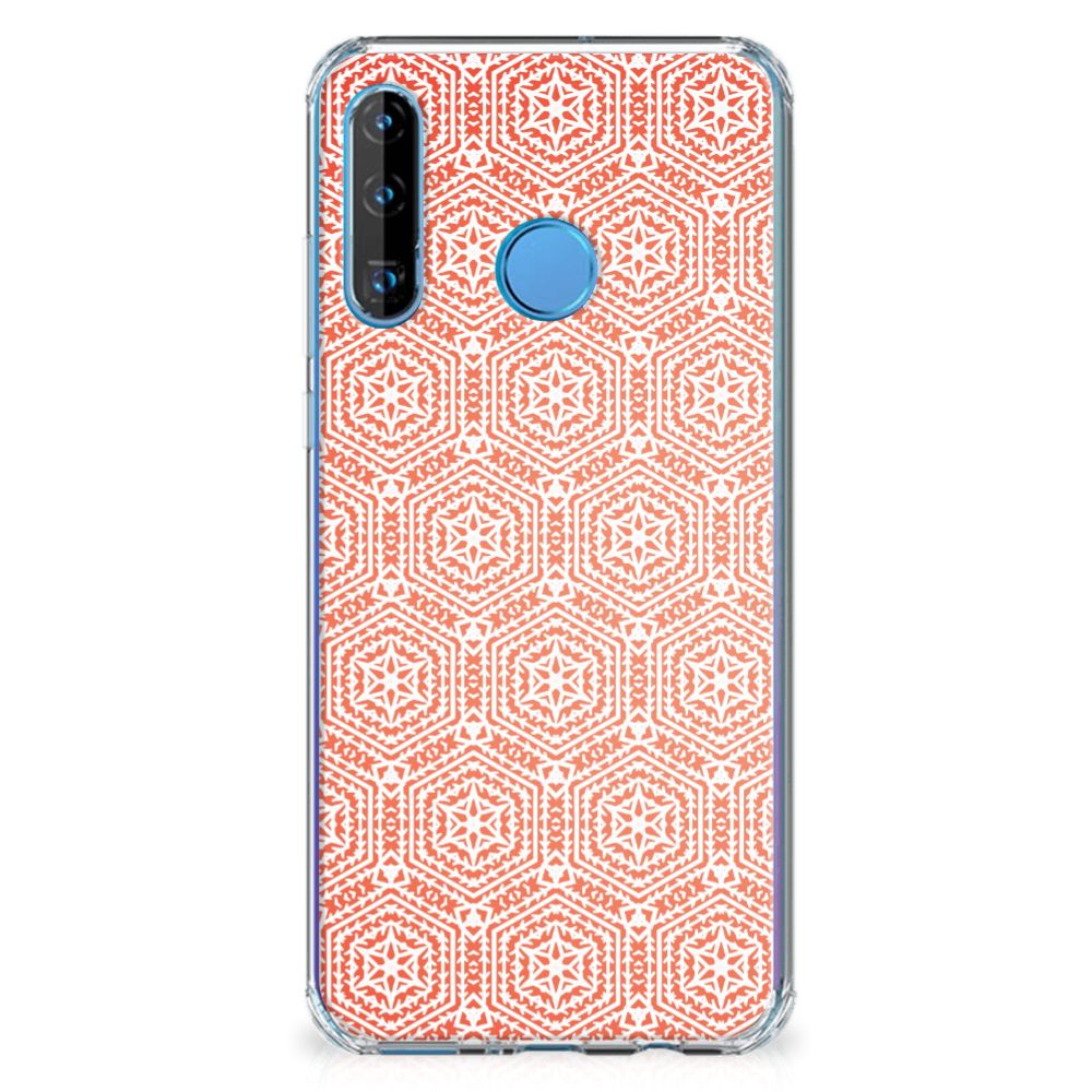 Huawei P30 Lite Doorzichtige Silicone Hoesje Pattern Orange