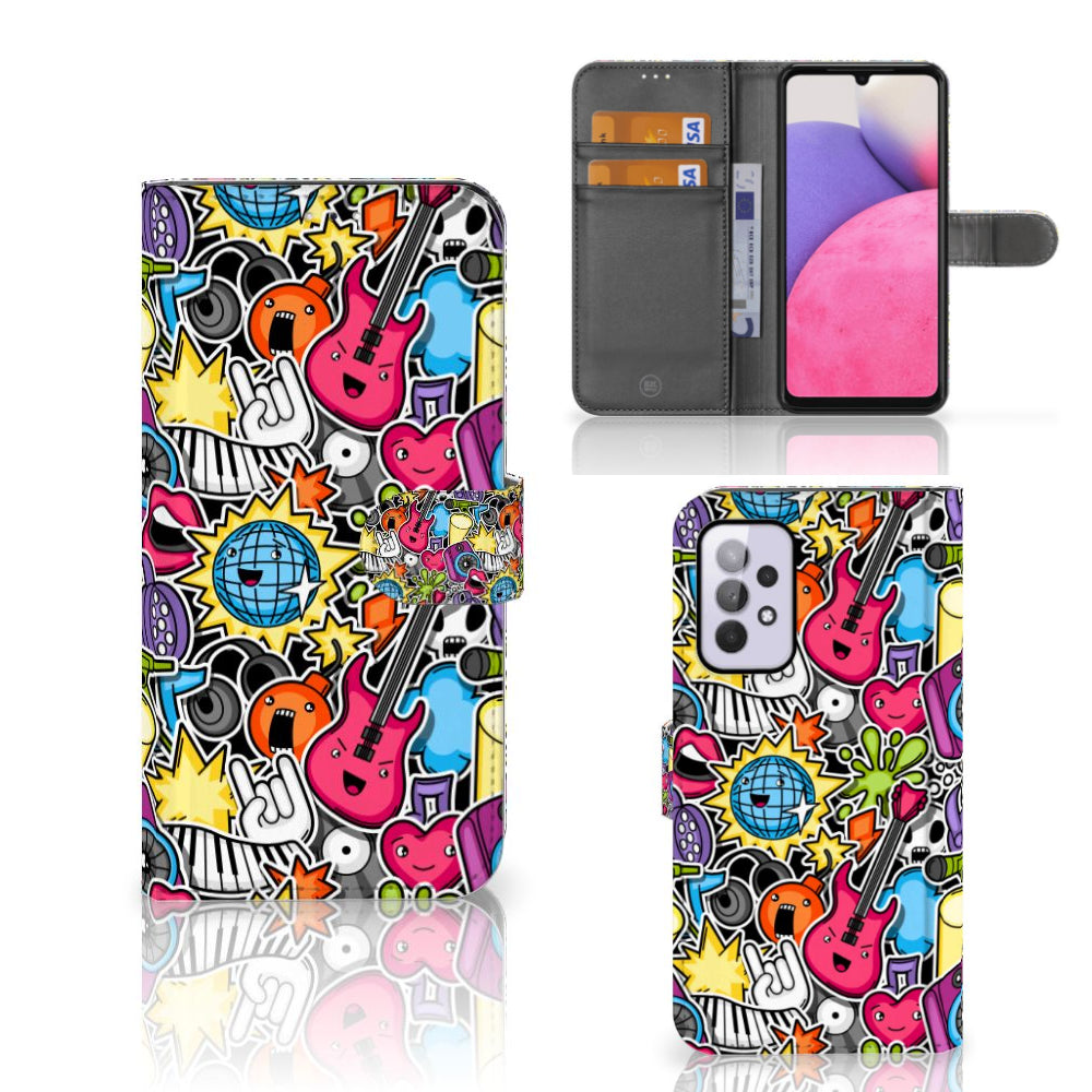 Samsung Galaxy A33 5G Wallet Case met Pasjes Punk Rock