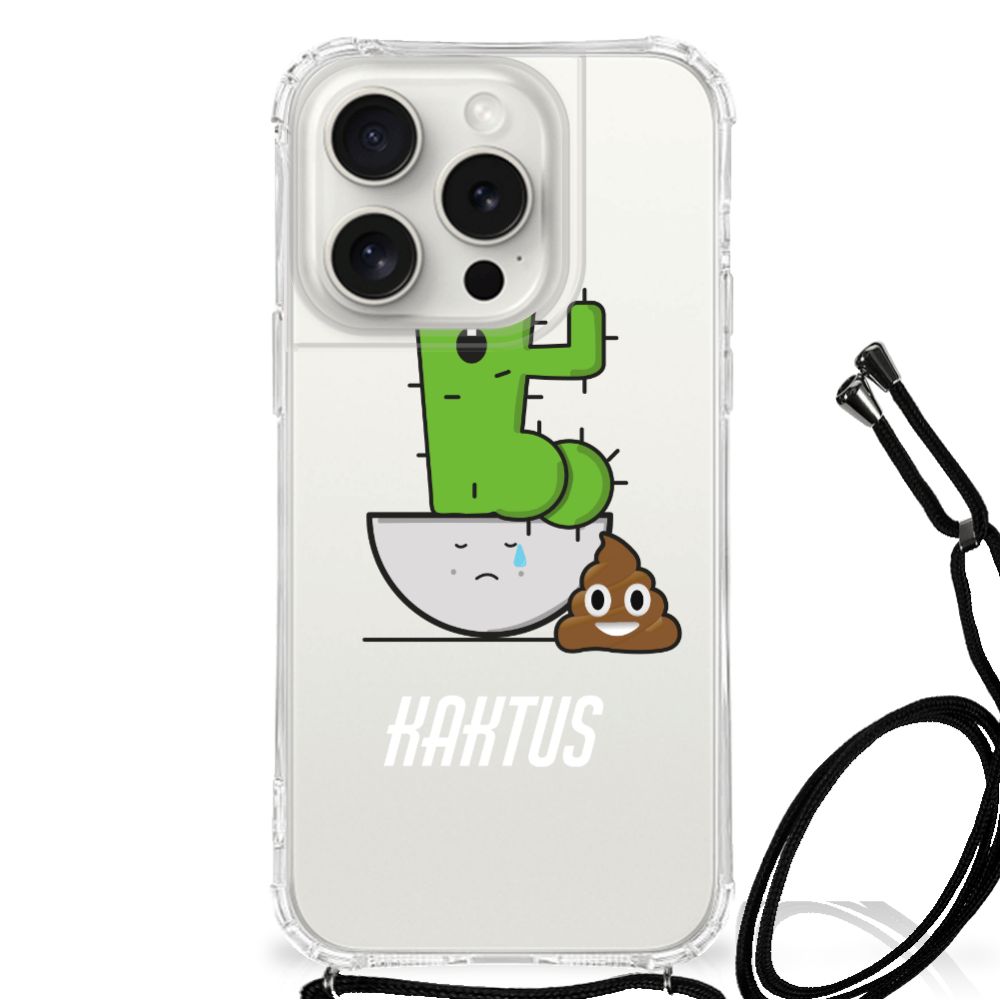 iPhone 15 Pro Stevig Bumper Hoesje Cactus Poo voorkant