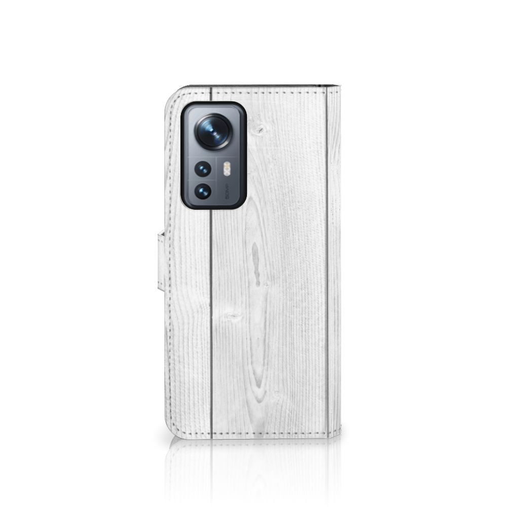 Xiaomi 12 Pro Book Style Case White Wood
