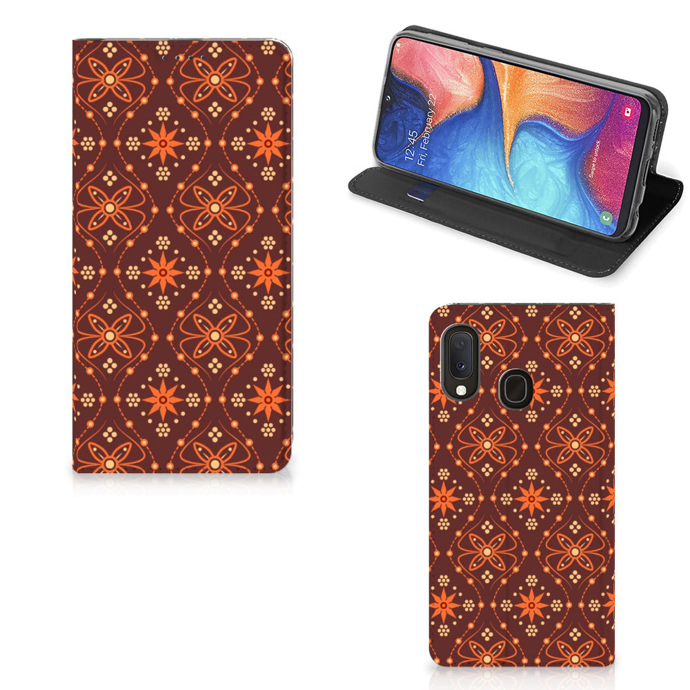 Samsung Galaxy A20e Hoesje met Magneet Batik Brown