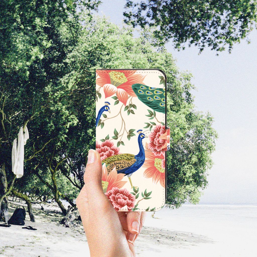 Telefoonhoesje met Pasjes voor Samsung Galaxy A34 Pink Peacock