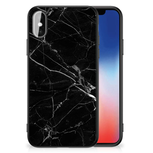 iPhone X | Xs Marmeren Print Telefoonhoesje Marmer Zwart - Origineel Cadeau Vader