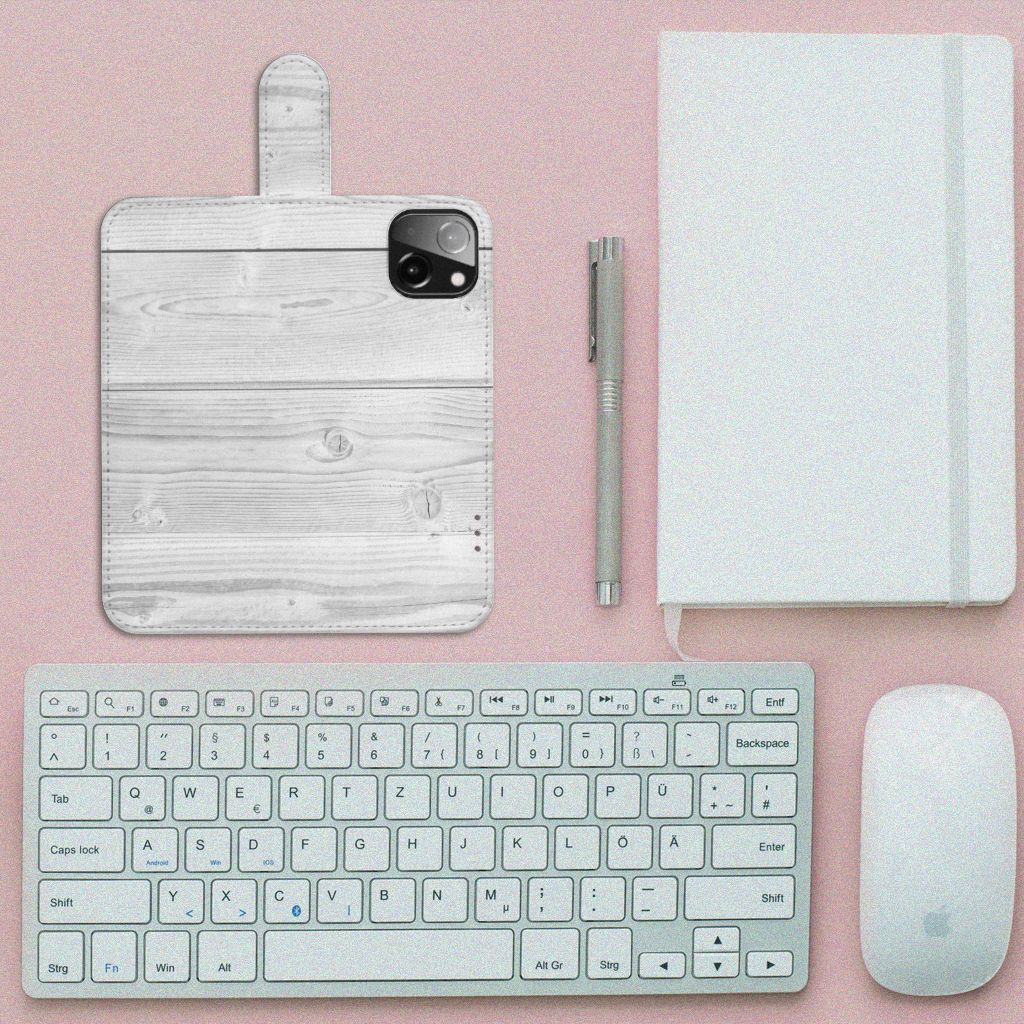 iPhone 13 Mini Book Style Case White Wood