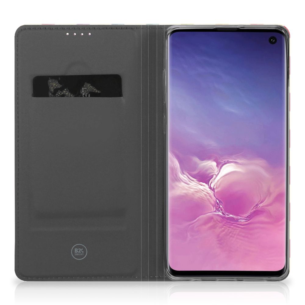 Samsung Galaxy S10 Hoesje met Magneet Zigzag Multi Color
