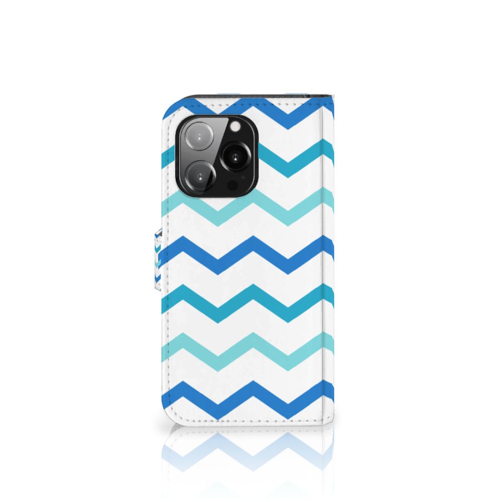 iPhone 13 Pro Telefoon Hoesje Zigzag Blauw