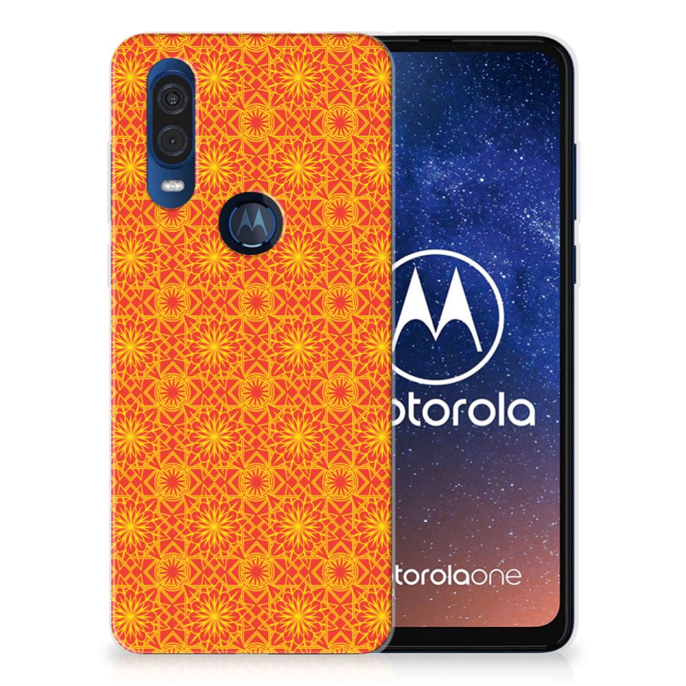 Motorola One Vision TPU bumper Batik Oranje