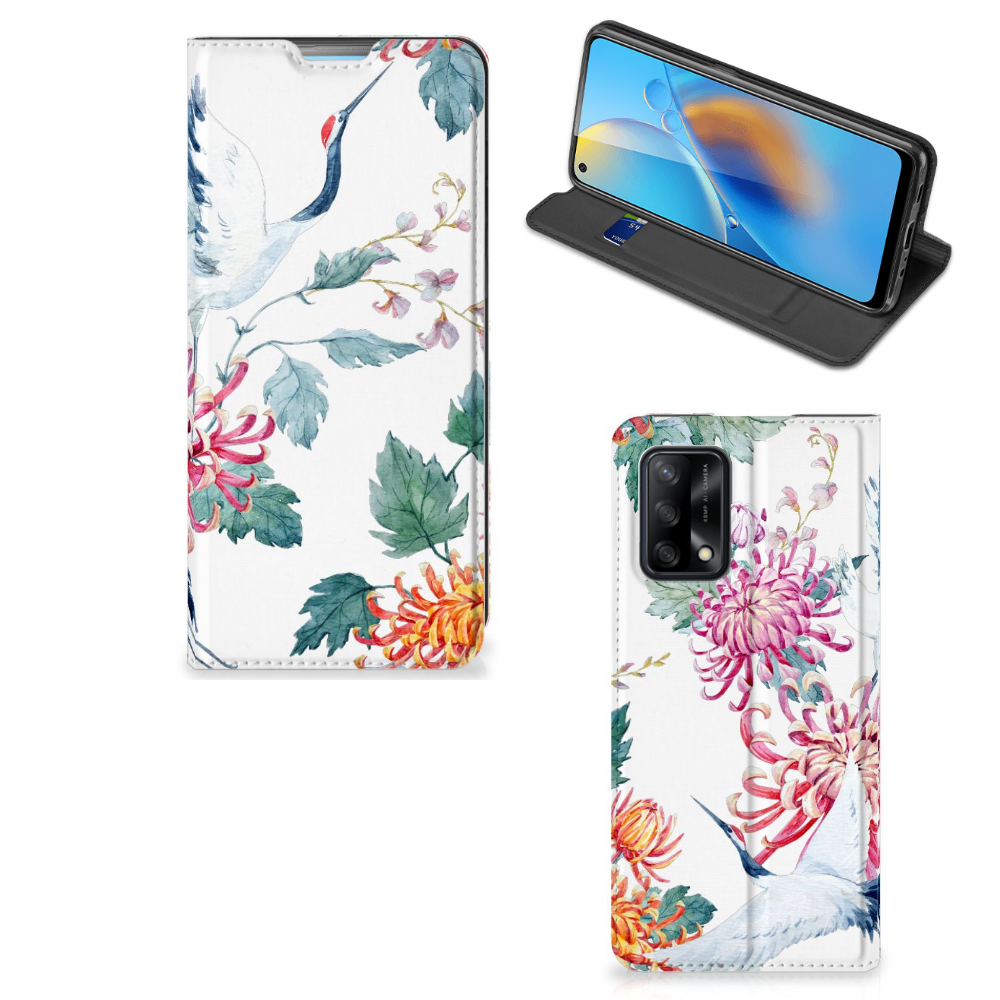 OPPO A74 4G Hoesje maken Bird Flowers - B2C Telecom
