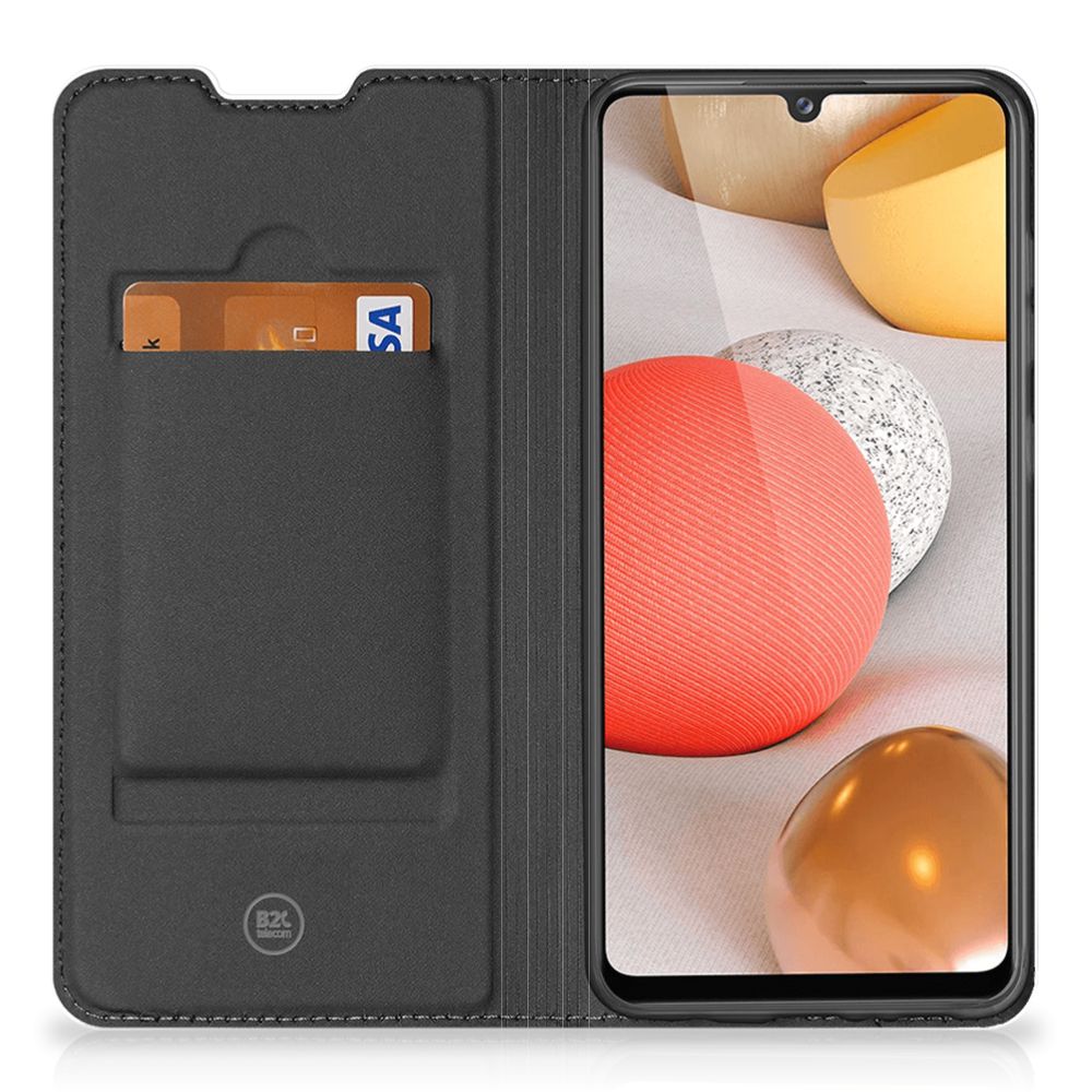 Samsung Galaxy A42 Hoesje maken Paarden met zwart leren voorkant en ruimte voor creditcard.