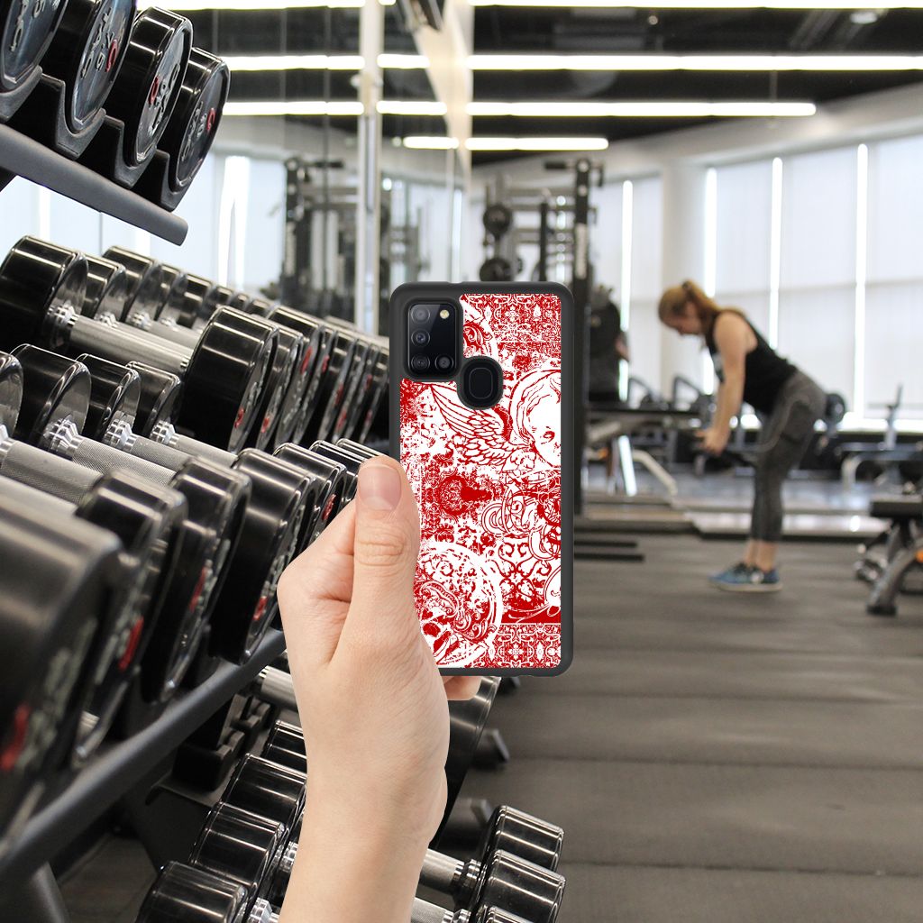 Mobiel Case Samsung Galaxy A21s Angel Skull Rood B2C Telecom