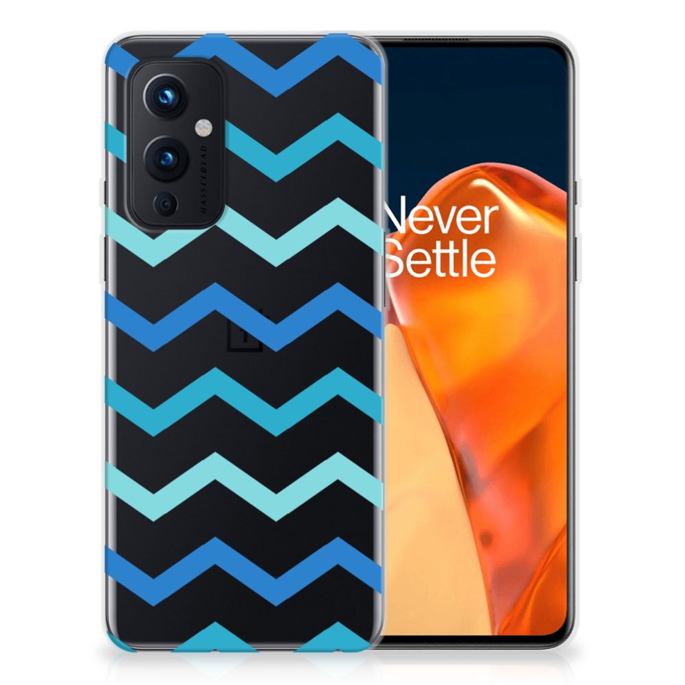 OnePlus 9 TPU bumper Zigzag Blauw