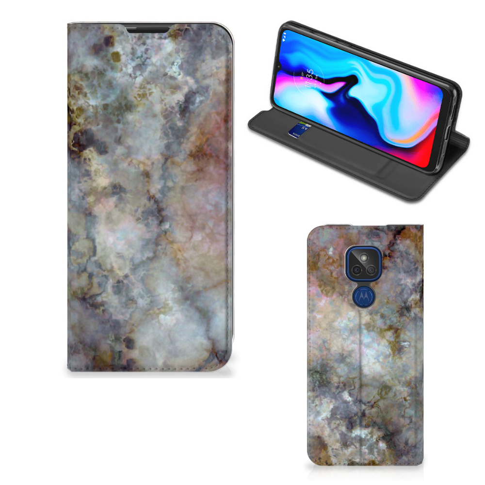 Motorola Moto G9 Play Standcase Marmer Grijs - B2C Telecom