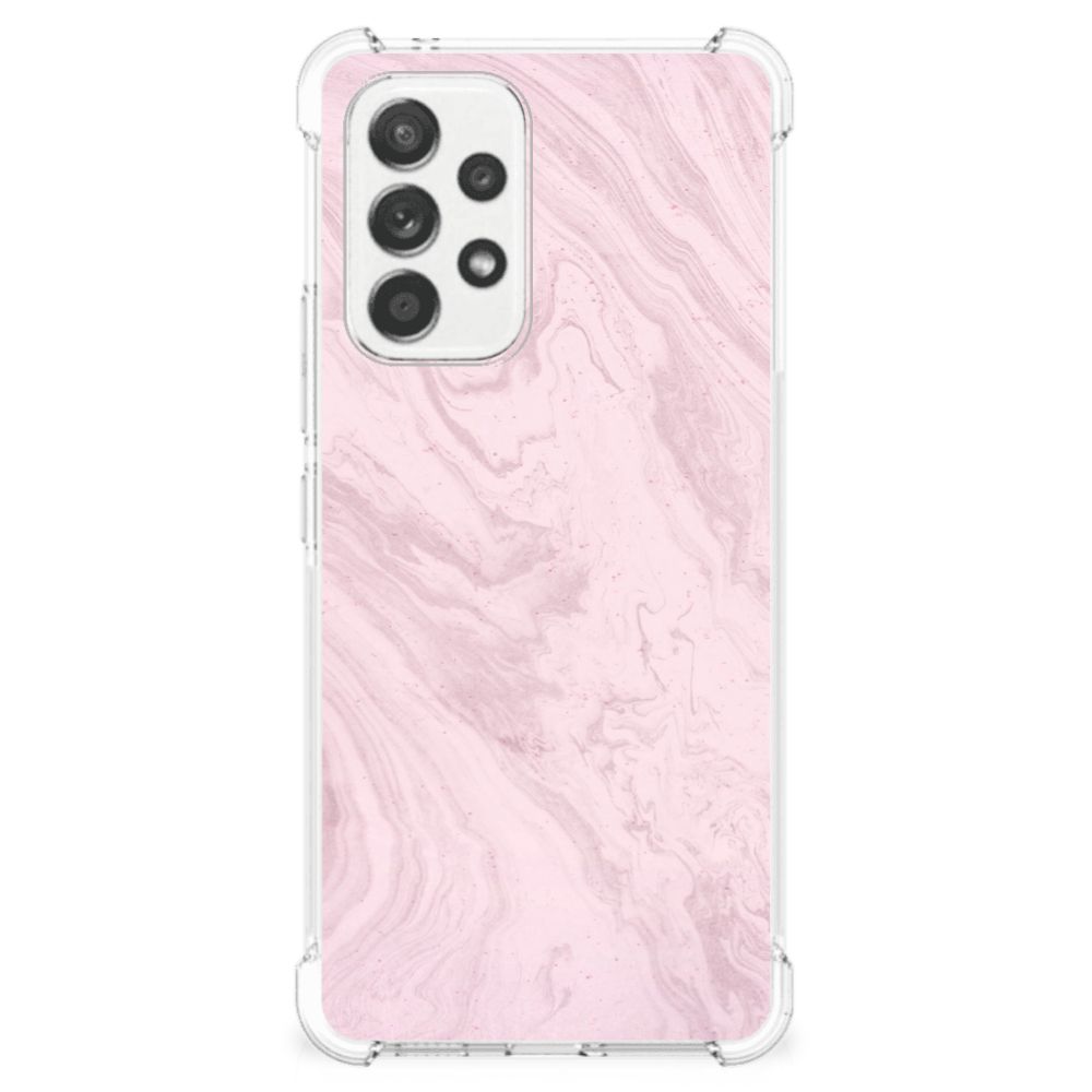 Samsung Galaxy A53 5G Anti-Shock Hoesje Marble Pink - Origineel Cadeau Vriendin
