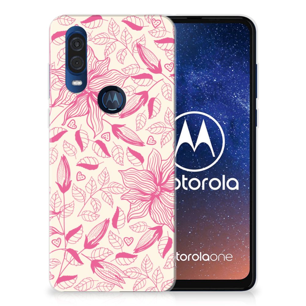 Motorola One Vision TPU Case Pink Flowers