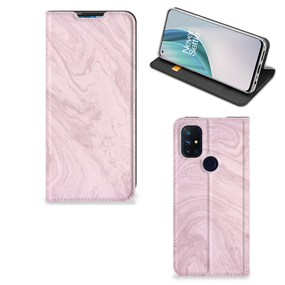 OnePlus Nord N10 5G Standcase Marble Pink - Origineel Cadeau Vriendin