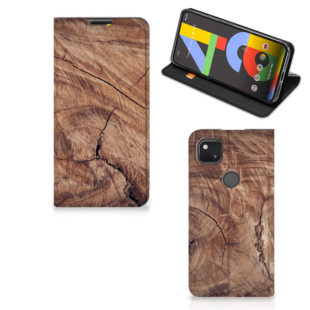 Google Pixel 4a Book Wallet Case Tree Trunk