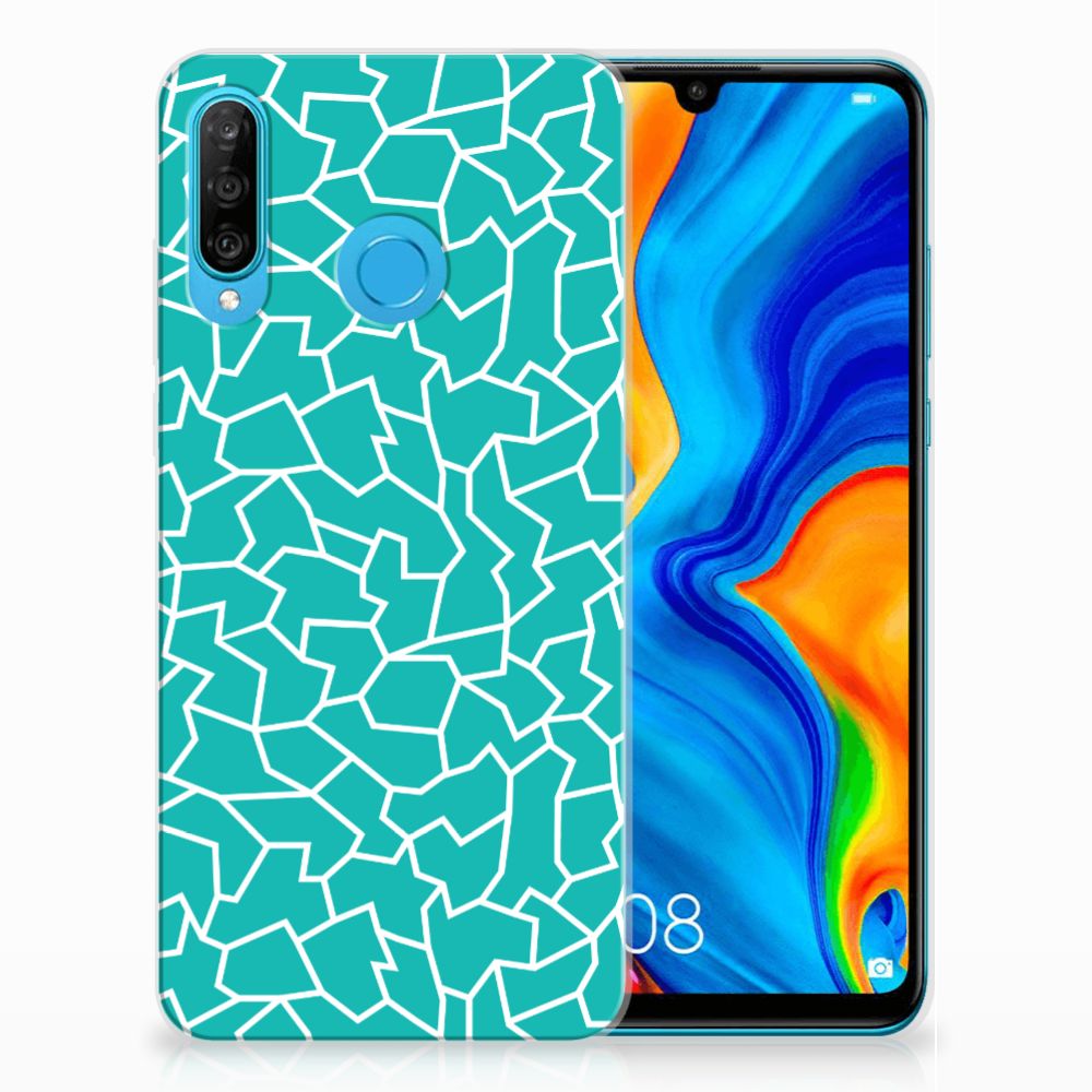 Huawei P30 Lite Hoesje maken Cracks Blue