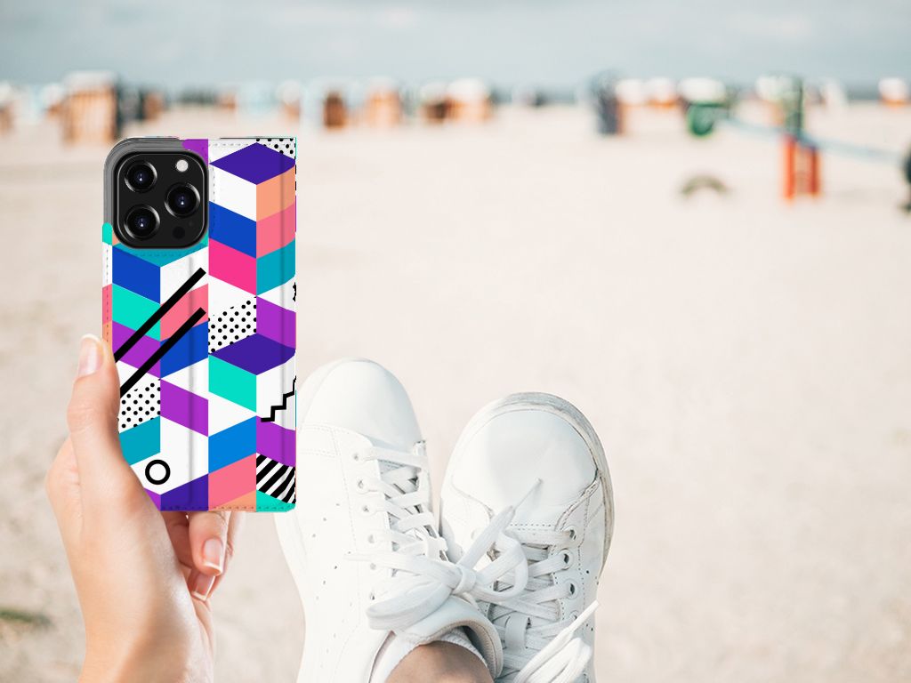 iPhone 13 Pro Stand Case Blokken Kleurrijk - B2C Telecom