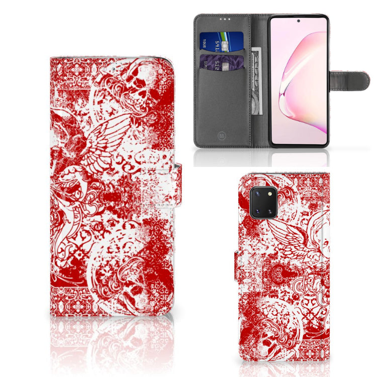 Telefoonhoesje met Naam Samsung Note 10 Lite Angel Skull Rood