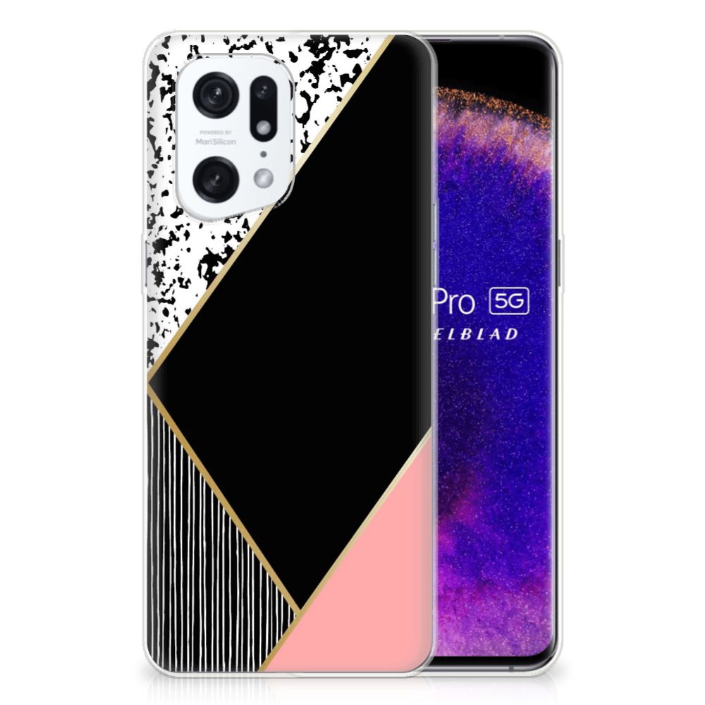 OPPO Find X5 Pro TPU Hoesje Zwart Roze Vormen B2C Telecom