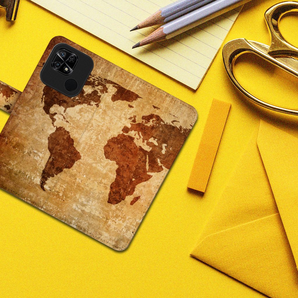 Xiaomi Redmi 10C Flip Cover Wereldkaart
