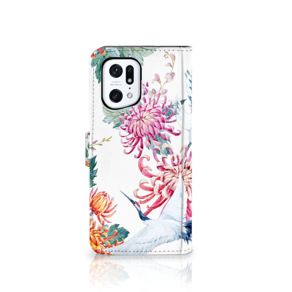 OPPO Find X5 Pro Telefoonhoesje met Pasjes Bird Flowers