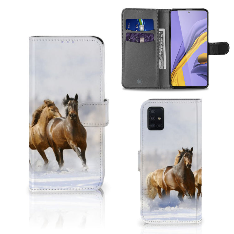 Samsung Galaxy A51 Telefoonhoesje met Pasjes Paarden