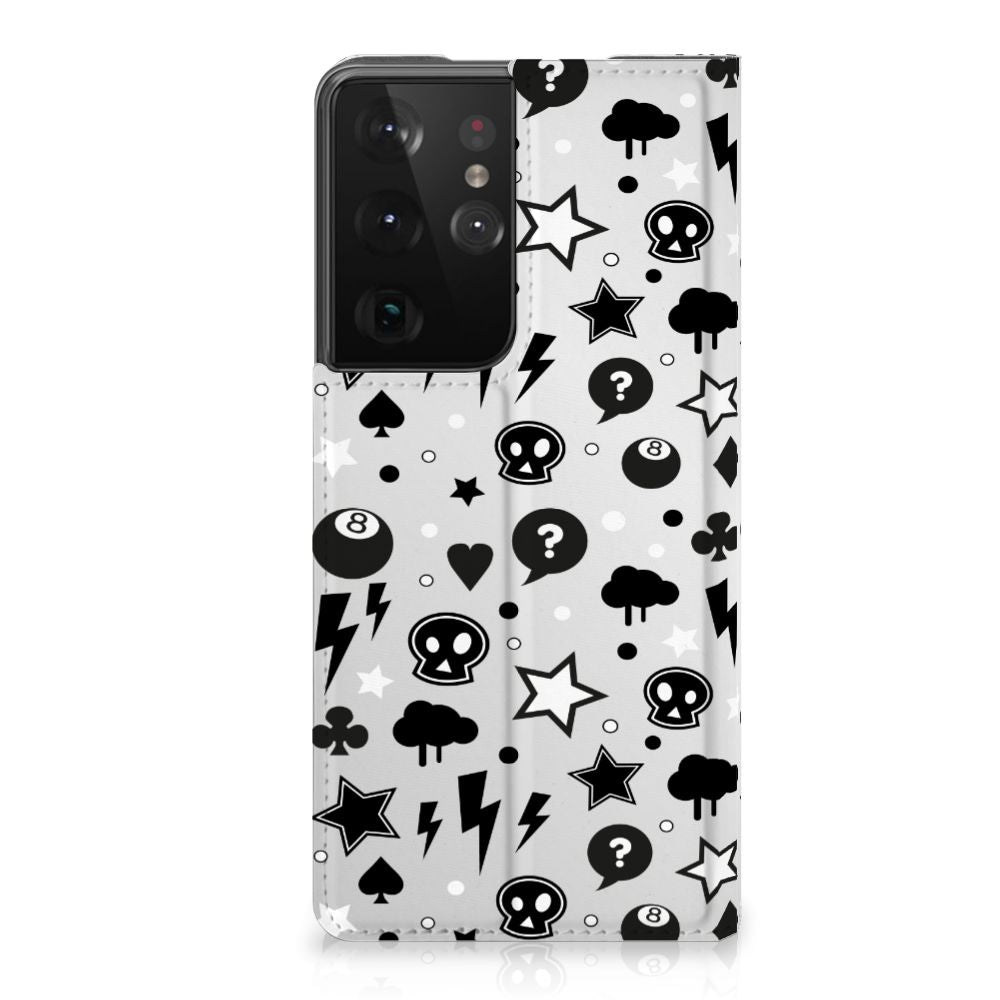 Mobiel BookCase Samsung Galaxy S21 Ultra Silver Punk - B2C Telecom