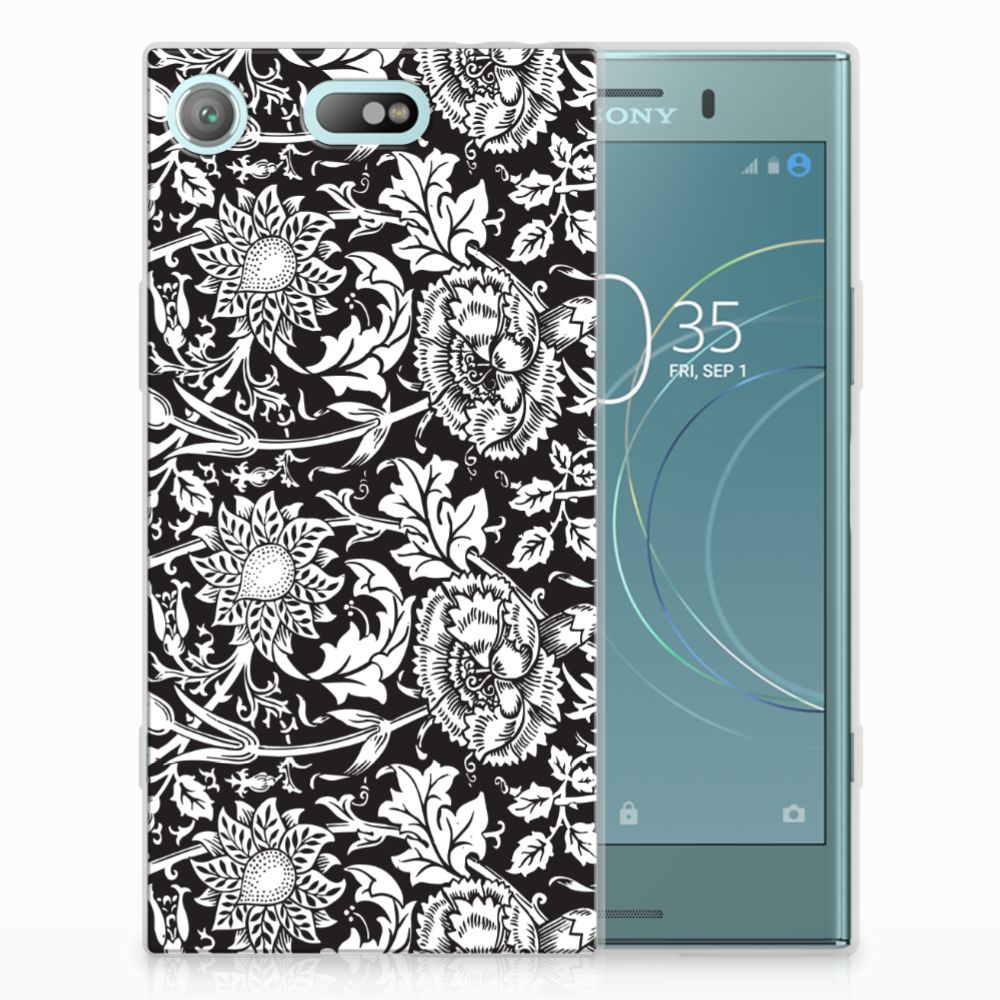 Sony Xperia XZ1 Compact TPU Case Black Flowers