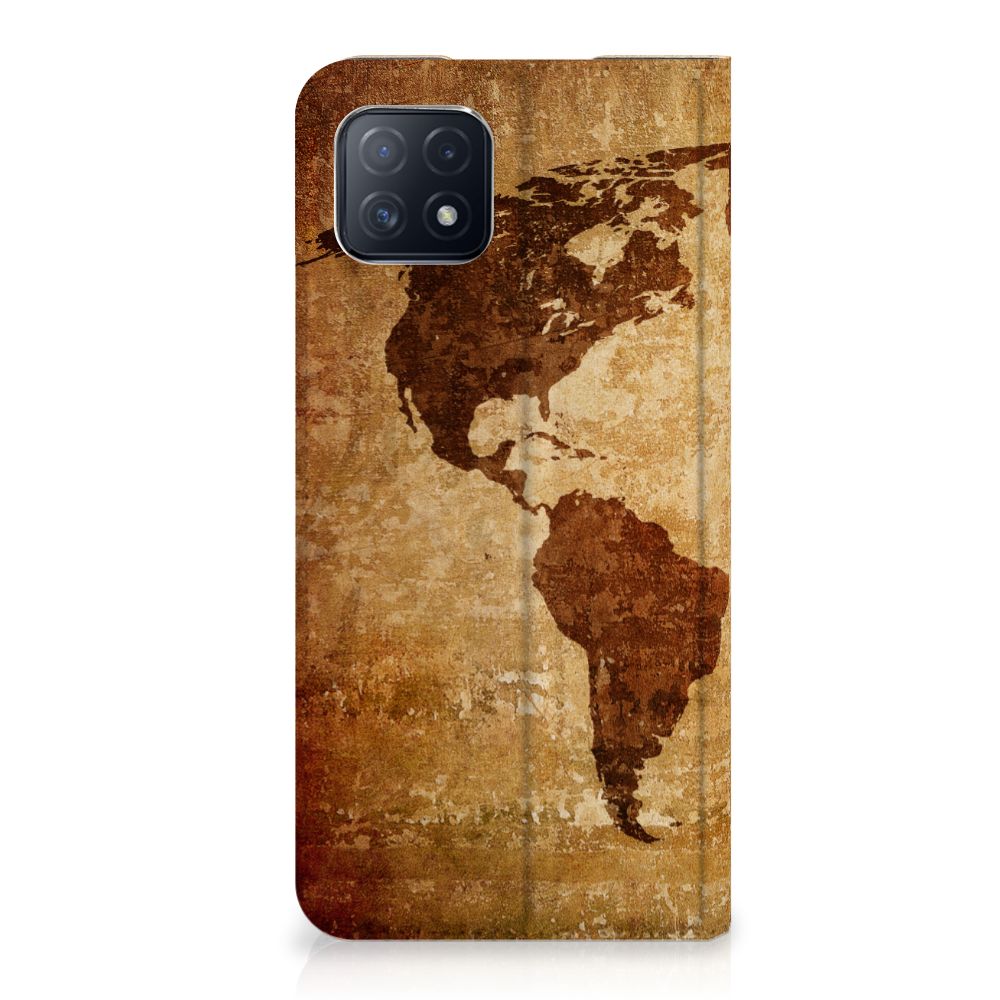 OPPO A73 5G Book Cover Wereldkaart - B2C Telecom