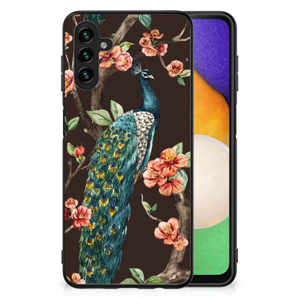 Samsung Galaxy A13 5G | A04s Dierenprint Telefoonhoesje Pauw met Bloemen