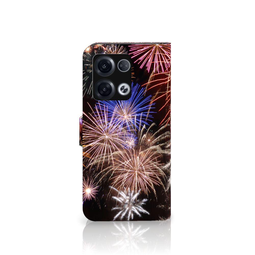OPPO Reno8 Pro Wallet Case met Pasjes Vuurwerk
