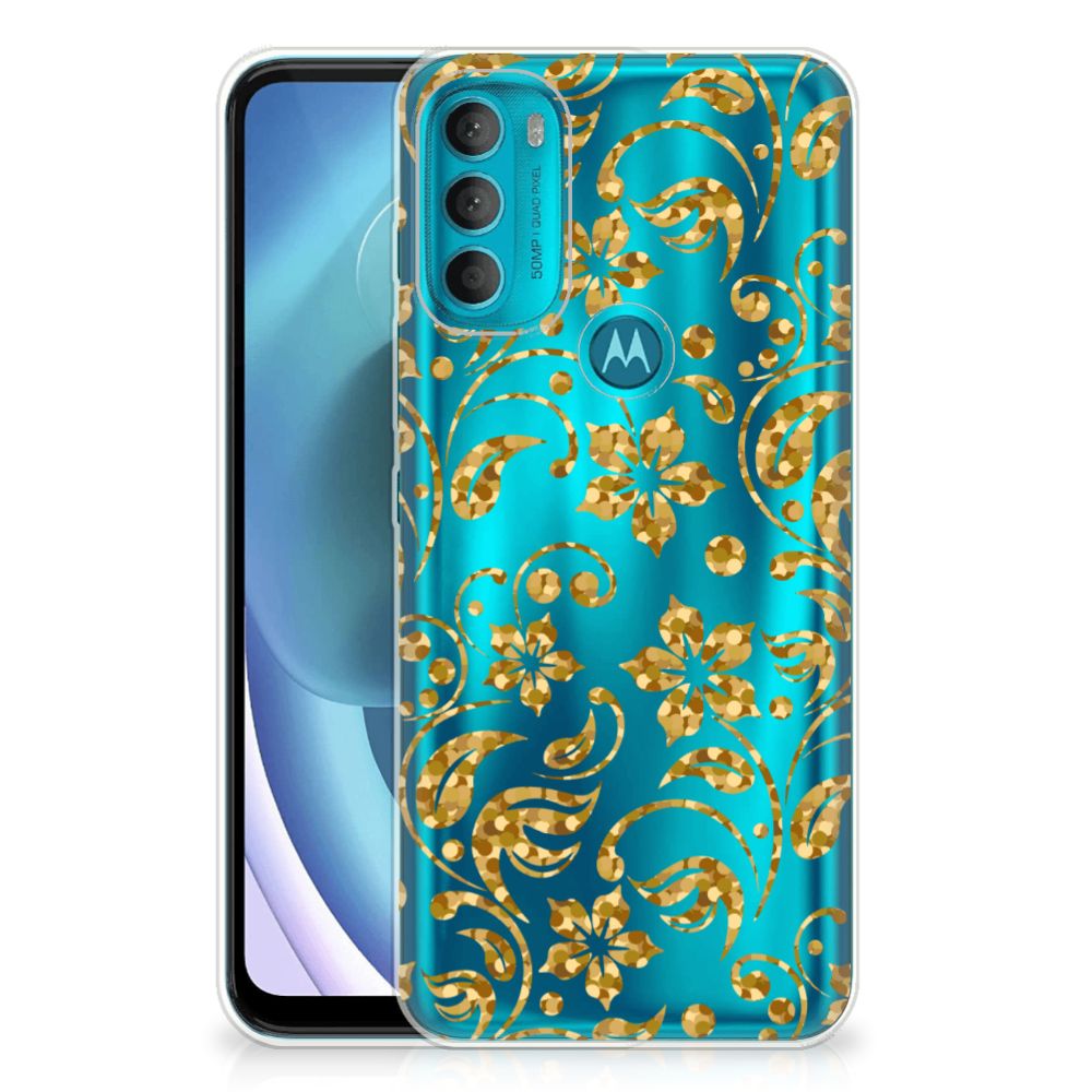 Motorola Moto G71 5G TPU Case Gouden Bloemen