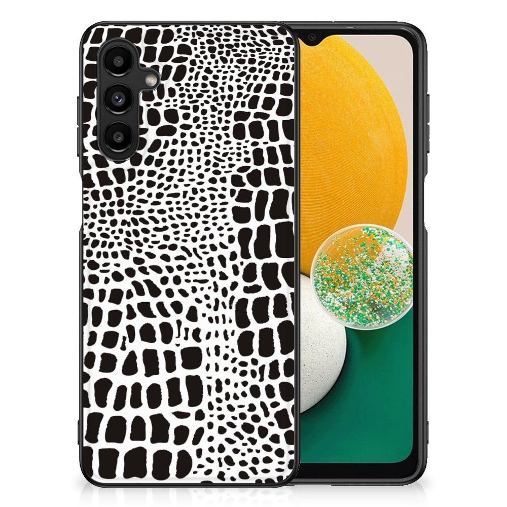 Samsung Galaxy A14 5G Dierenprint Telefoonhoesje Slangenprint met slangenprint design in zwart en wit.