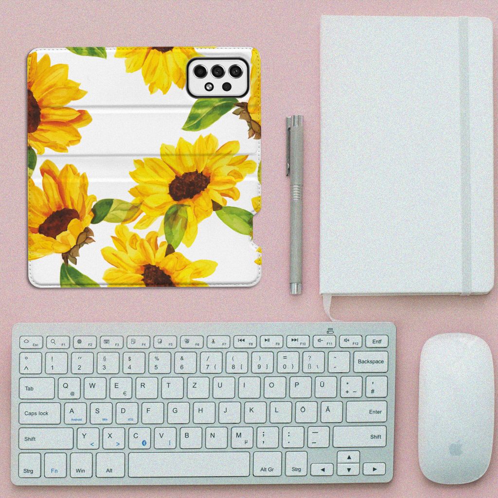 Smart Cover voor Samsung Galaxy A73 Zonnebloemen - B2C Telecom