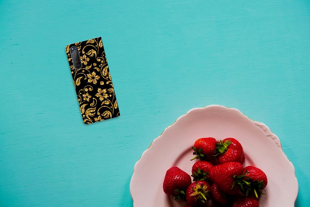 Sony Xperia 5 II Smart Cover Gouden Bloemen
