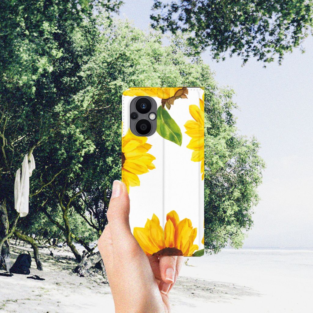 Smart Cover voor OPPO Reno8 Lite Zonnebloemen - B2C Telecom